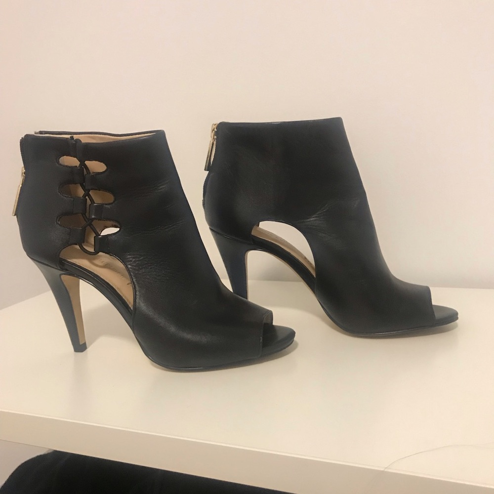 Black open toe botties